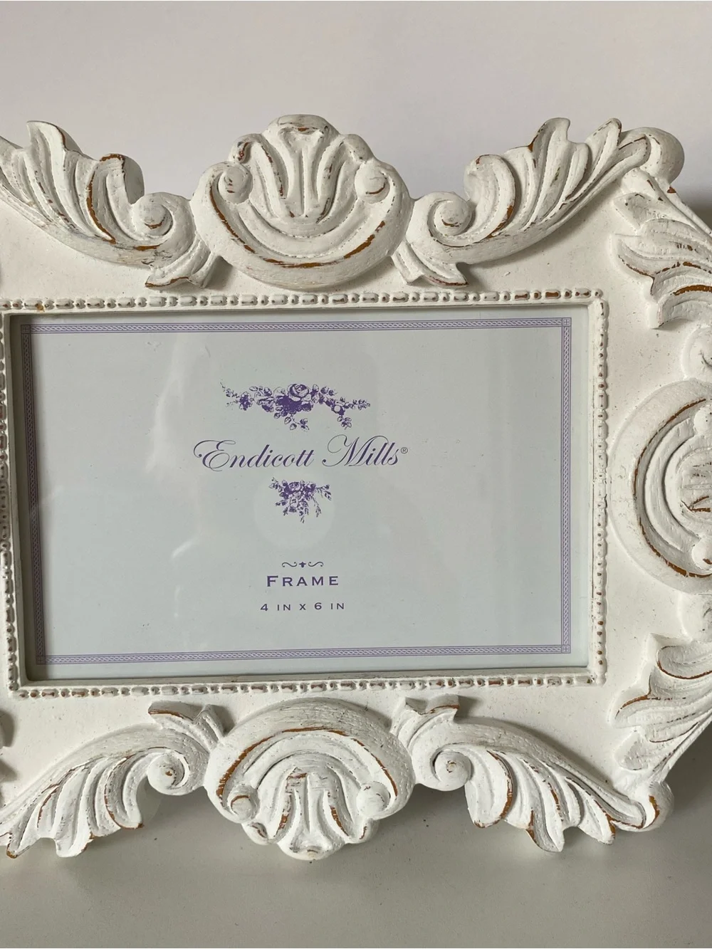 Baroque Style Picture Frame For 4 X 6” White Wood Photo Free-stand Shabby Chic l